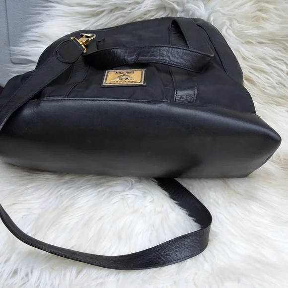 Moschino Canvas & leather logo xbody bag